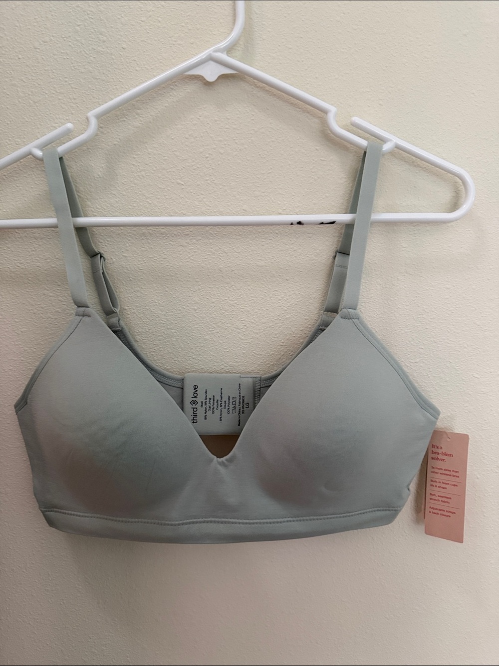 ThirdLove form 360 fit Wireless Bra light blue size L nwt